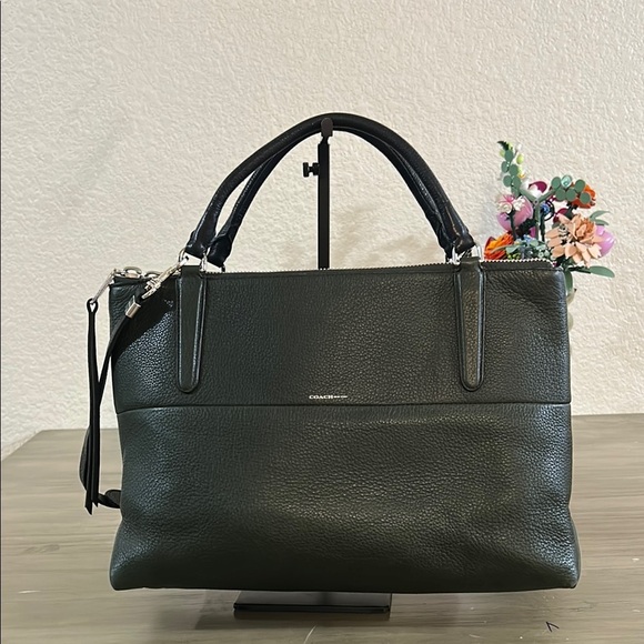 Coach 28129 The Large Borough Bag In Pebbled Olive Green Leather - Picture 1 of 17